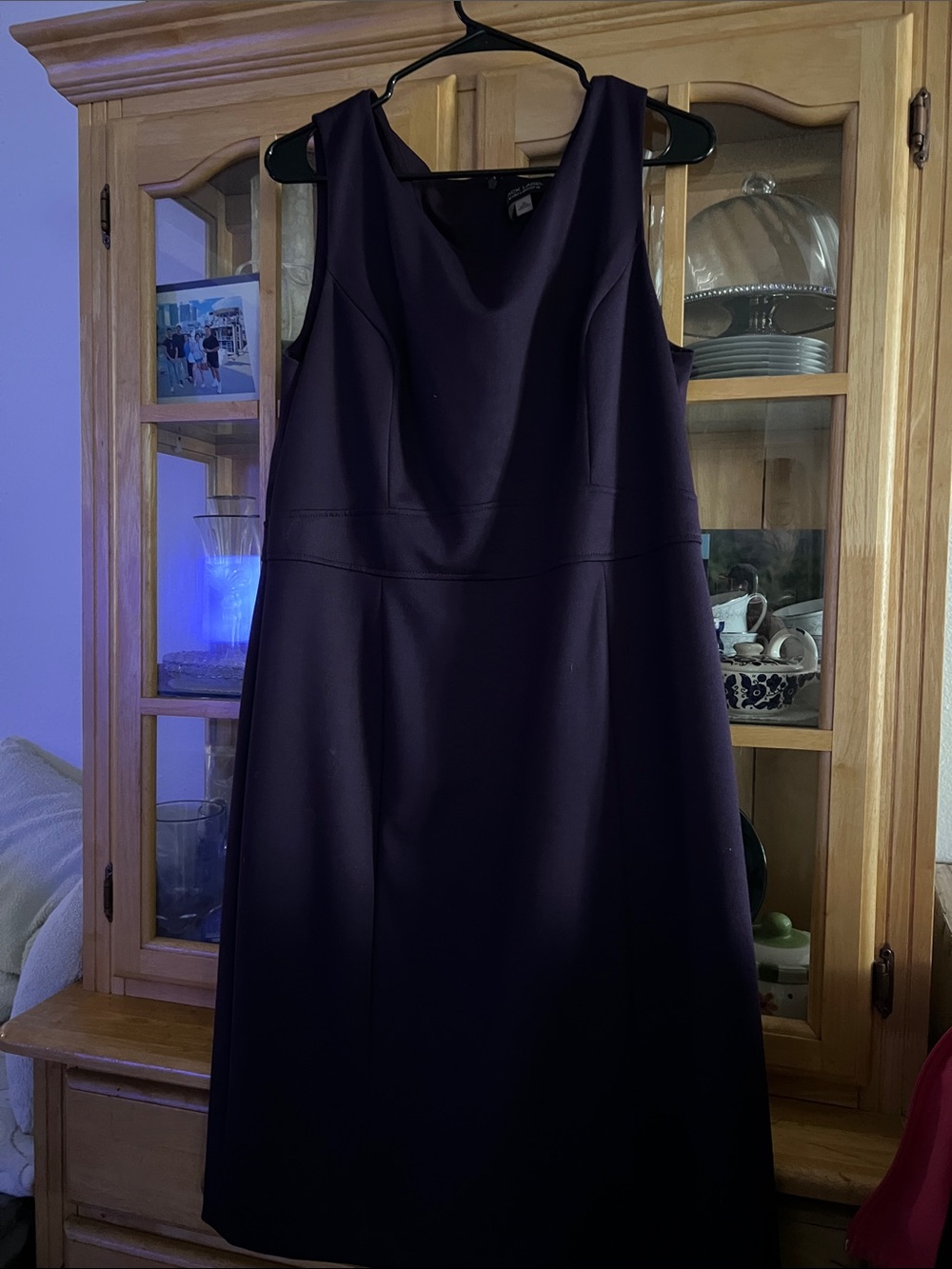 Evan Picone Dark Purple Sleeveless Midi Sheath Dress